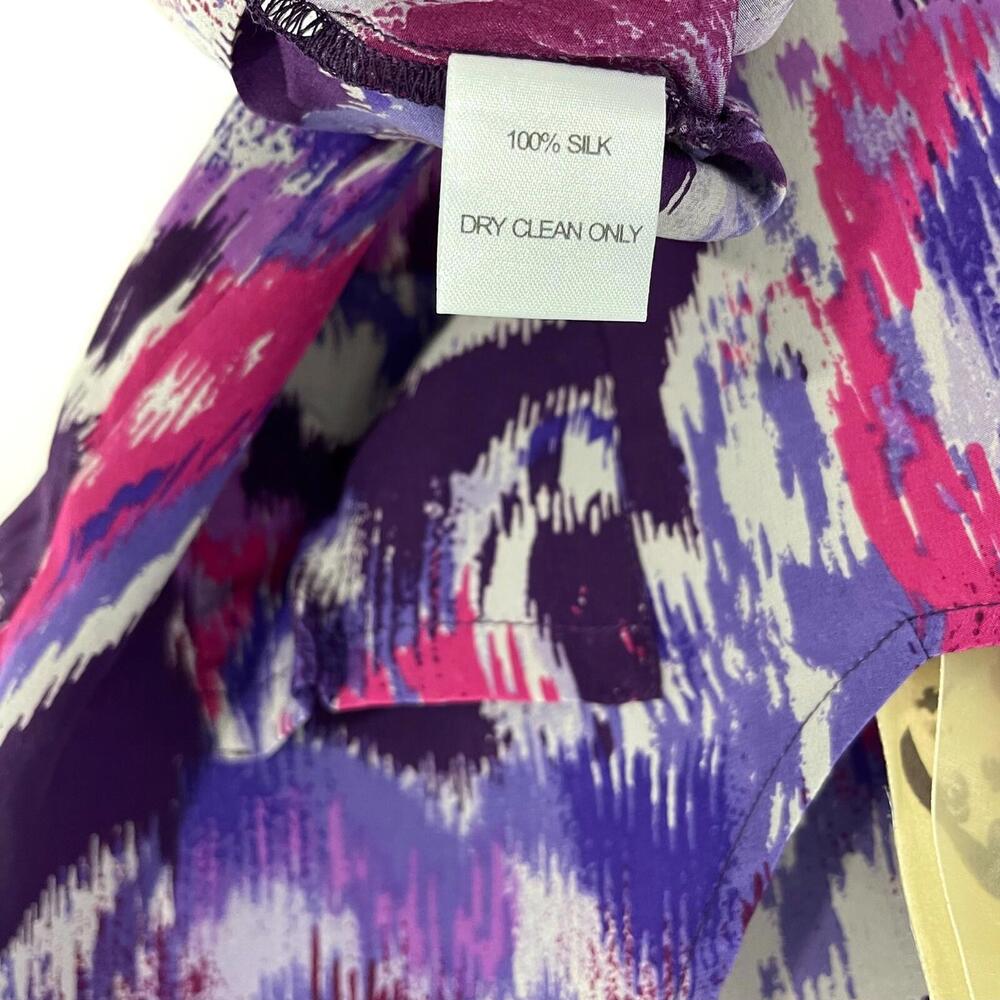 Gibson Women’s Size Small Antique Purple 100% Silk Short Sleeve Pocket Blouse - Picture 8 of 10